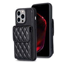Load image into Gallery viewer, Vertical Wallet Rhombic Leather Phone Case, For iPhone 15 Pro Max, For iPhone 15 Pro, For iPhone 15 Plus, For iPhone 15