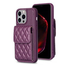 Load image into Gallery viewer, Vertical Wallet Rhombic Leather Phone Case, For iPhone 15 Pro Max, For iPhone 15 Pro, For iPhone 15 Plus, For iPhone 15