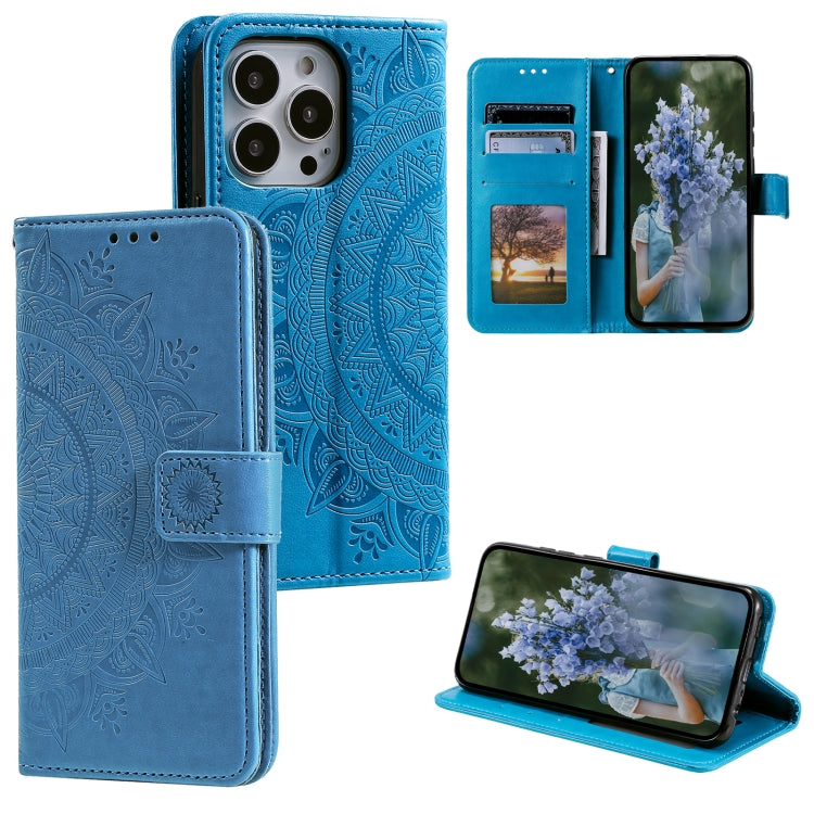 Totem Flower Embossed Leather Phone Case, For iPhone 16 Pro Max, For iPhone 16 Pro, For iPhone 16 Plus, For iPhone 16, For iPhone 15 Pro Max, For iPhone 15 Pro