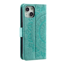 Load image into Gallery viewer, Totem Flower Embossed Leather Phone Case, For iPhone 15 Plus, For iPhone 15