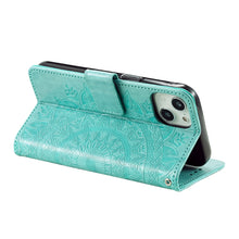 Load image into Gallery viewer, Totem Flower Embossed Leather Phone Case, For iPhone 15 Plus, For iPhone 15