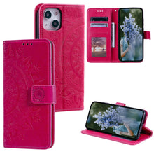 Load image into Gallery viewer, Totem Flower Embossed Leather Phone Case, For iPhone 15 Plus, For iPhone 15