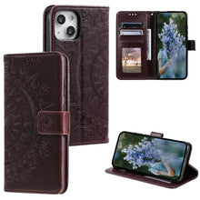 Load image into Gallery viewer, Totem Flower Embossed Leather Phone Case, For iPhone 15 Plus, For iPhone 15