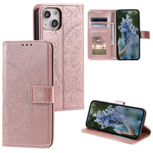 Load image into Gallery viewer, Totem Flower Embossed Leather Phone Case, For iPhone 15 Plus, For iPhone 15