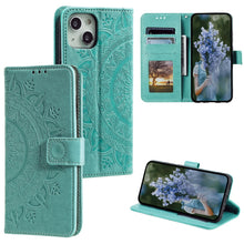 Load image into Gallery viewer, Totem Flower Embossed Leather Phone Case, For iPhone 15 Plus, For iPhone 15