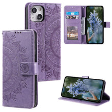 Load image into Gallery viewer, Totem Flower Embossed Leather Phone Case, For iPhone 15 Plus, For iPhone 15