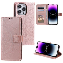 Load image into Gallery viewer, Totem Flower Embossed Leather Phone Case, For iPhone 16 Pro Max, For iPhone 16 Pro, For iPhone 16 Plus, For iPhone 16, For iPhone 15 Pro Max, For iPhone 15 Pro