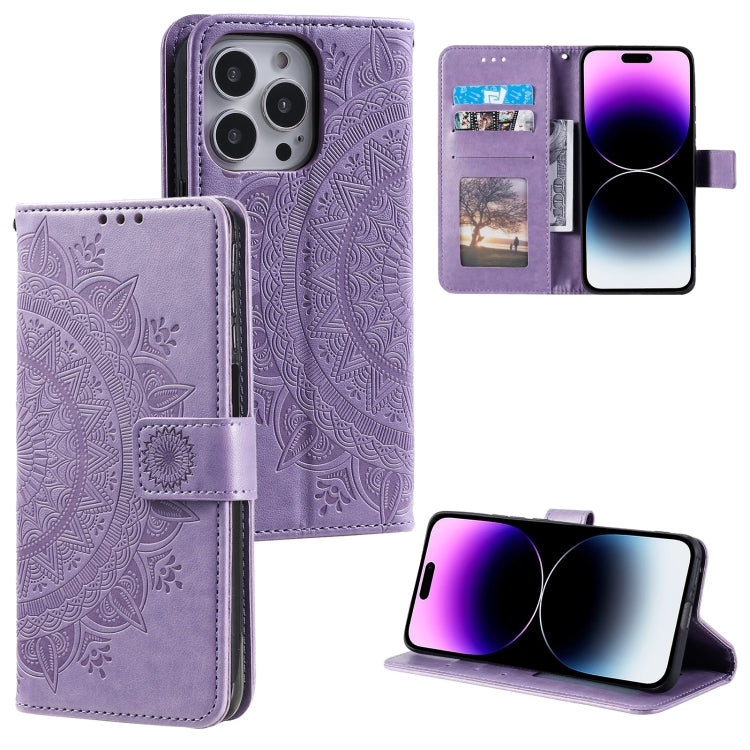 Totem Flower Embossed Leather Phone Case, For iPhone 16 Pro Max, For iPhone 16 Pro, For iPhone 16 Plus, For iPhone 16, For iPhone 15 Pro Max, For iPhone 15 Pro