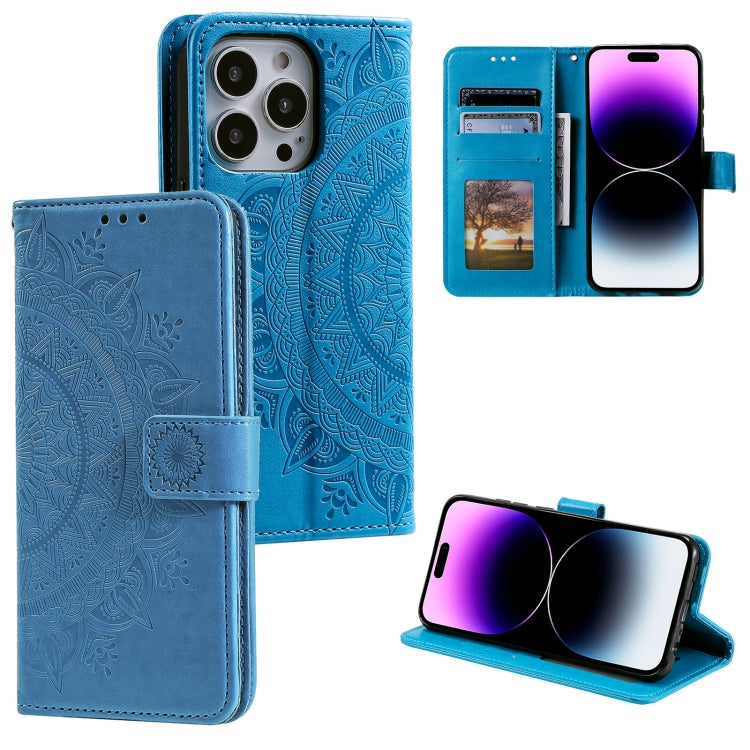 Totem Flower Embossed Leather Phone Case, For iPhone 16 Pro Max, For iPhone 16 Pro, For iPhone 16 Plus, For iPhone 16, For iPhone 15 Pro Max, For iPhone 15 Pro