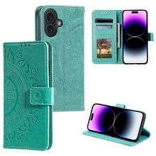 Load image into Gallery viewer, Totem Flower Embossed Leather Phone Case, For iPhone 16 Pro Max, For iPhone 16 Pro, For iPhone 16 Plus, For iPhone 16, For iPhone 15 Pro Max, For iPhone 15 Pro