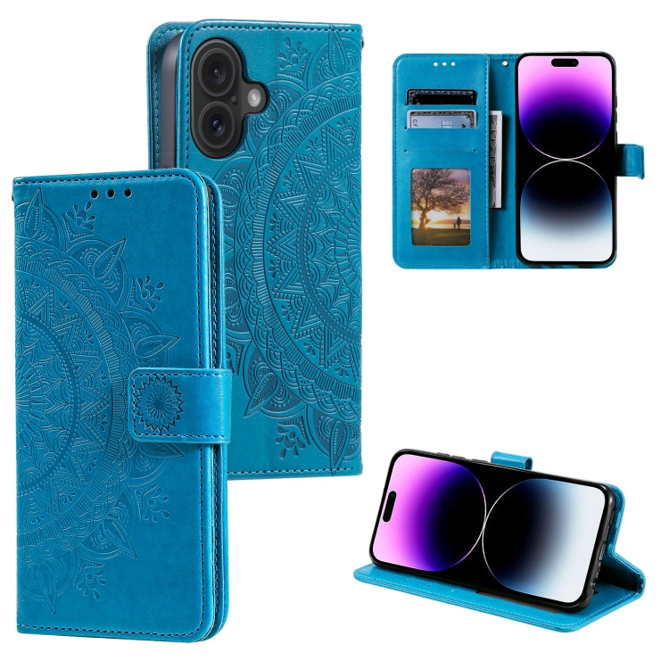 Totem Flower Embossed Leather Phone Case, For iPhone 16 Pro Max, For iPhone 16 Pro, For iPhone 16 Plus, For iPhone 16, For iPhone 15 Pro Max, For iPhone 15 Pro