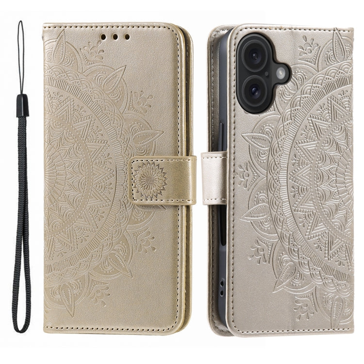 Totem Flower Embossed Leather Phone Case, For iPhone 16 Pro Max, For iPhone 16 Pro, For iPhone 16 Plus, For iPhone 16, For iPhone 15 Pro Max, For iPhone 15 Pro