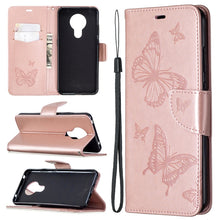 Load image into Gallery viewer, Two Butterflies Embossing Pattern Horizontal Flip Leather Case with Holder &amp; Card Slot &amp; Wallet &amp; Lanyard, For Nokia 5.3, For Xiaomi Redmi Note 9