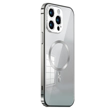 Load image into Gallery viewer, MagSafe Magnetic Stainless Steel Frame Transparent TPU Phone Case, For iPhone 14, For iPhone 14 Pro Max