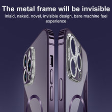 Load image into Gallery viewer, MagSafe Magnetic Stainless Steel Frame Transparent TPU Phone Case, For iPhone 14, For iPhone 14 Pro Max