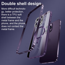 Load image into Gallery viewer, MagSafe Magnetic Stainless Steel Frame Transparent TPU Phone Case, For iPhone 14, For iPhone 14 Pro Max
