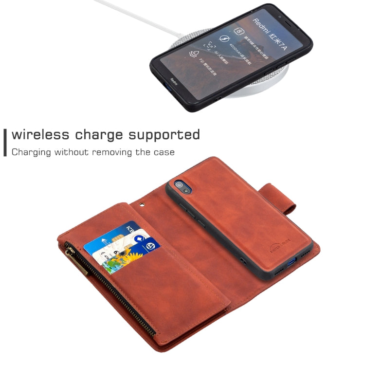 Skin Feel Detachable Magnetic Zipper Horizontal Flip PU Leather Case with Multi-Card Slots & Holder & Wallet & Photo Frame & Lanyard, For Xiaomi Redmi 7A, For Xiaomi Redmi 7, For Xiaomi Redmi 8A, For Xiaomi Redmi 8, For Xiaomi Redmi K20                ...