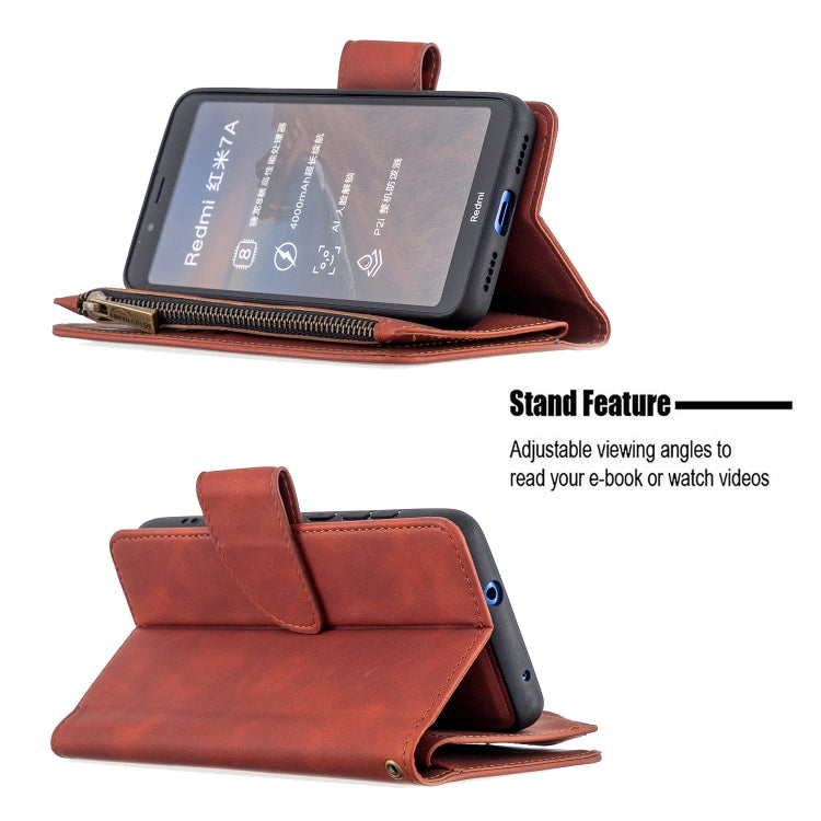 Skin Feel Detachable Magnetic Zipper Horizontal Flip PU Leather Case with Multi-Card Slots & Holder & Wallet & Photo Frame & Lanyard, For Xiaomi Redmi 7A, For Xiaomi Redmi 7, For Xiaomi Redmi 8A, For Xiaomi Redmi 8, For Xiaomi Redmi K20                ...