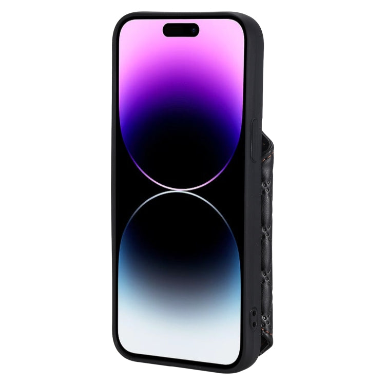 Grid Texture Card Bag Phone Case with Lanyard, For iPhone 13 Pro, For iPhone 13, For iPhone 12 / 12 Pro, For iPhone 12 Pro Max, For iPhone 11, For iPhone XR, For iPhone 8 Plus / 7 Plus