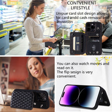 Load image into Gallery viewer, Grid Texture Card Bag Phone Case with Lanyard, For iPhone 13 Pro, For iPhone 13, For iPhone 12 / 12 Pro, For iPhone 12 Pro Max, For iPhone 11, For iPhone XR, For iPhone 8 Plus / 7 Plus