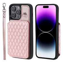 Load image into Gallery viewer, Grid Texture Card Bag Phone Case with Lanyard, For iPhone 13 Pro, For iPhone 13, For iPhone 12 / 12 Pro, For iPhone 12 Pro Max, For iPhone 11, For iPhone XR, For iPhone 8 Plus / 7 Plus