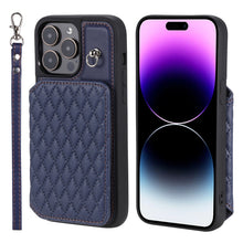 Load image into Gallery viewer, Grid Texture Card Bag Phone Case with Lanyard, For iPhone 13 Pro, For iPhone 13, For iPhone 12 / 12 Pro, For iPhone 12 Pro Max, For iPhone 11, For iPhone XR, For iPhone 8 Plus / 7 Plus