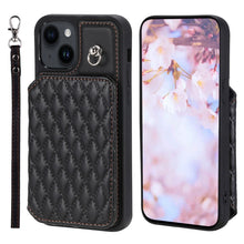 Load image into Gallery viewer, Grid Texture Card Bag Phone Case with Lanyard, For iPhone 13 Pro, For iPhone 13, For iPhone 12 / 12 Pro, For iPhone 12 Pro Max, For iPhone 11, For iPhone XR, For iPhone 8 Plus / 7 Plus