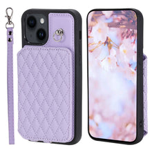 Load image into Gallery viewer, Grid Texture Card Bag Phone Case with Lanyard, For iPhone 13 Pro, For iPhone 13, For iPhone 12 / 12 Pro, For iPhone 12 Pro Max, For iPhone 11, For iPhone XR, For iPhone 8 Plus / 7 Plus