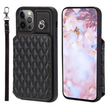 Load image into Gallery viewer, Grid Texture Card Bag Phone Case with Lanyard, For iPhone 13 Pro, For iPhone 13, For iPhone 12 / 12 Pro, For iPhone 12 Pro Max, For iPhone 11, For iPhone XR, For iPhone 8 Plus / 7 Plus