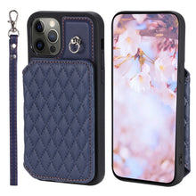 Load image into Gallery viewer, Grid Texture Card Bag Phone Case with Lanyard, For iPhone 13 Pro, For iPhone 13, For iPhone 12 / 12 Pro, For iPhone 12 Pro Max, For iPhone 11, For iPhone XR, For iPhone 8 Plus / 7 Plus