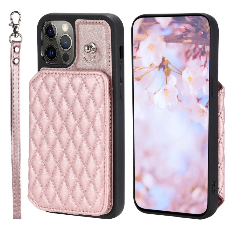 Grid Texture Card Bag Phone Case with Lanyard, For iPhone 13 Pro, For iPhone 13, For iPhone 12 / 12 Pro, For iPhone 12 Pro Max, For iPhone 11, For iPhone XR, For iPhone 8 Plus / 7 Plus
