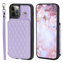 Load image into Gallery viewer, Grid Texture Card Bag Phone Case with Lanyard, For iPhone 13 Pro, For iPhone 13, For iPhone 12 / 12 Pro, For iPhone 12 Pro Max, For iPhone 11, For iPhone XR, For iPhone 8 Plus / 7 Plus