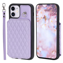 Load image into Gallery viewer, Grid Texture Card Bag Phone Case with Lanyard, For iPhone 13 Pro, For iPhone 13, For iPhone 12 / 12 Pro, For iPhone 12 Pro Max, For iPhone 11, For iPhone XR, For iPhone 8 Plus / 7 Plus