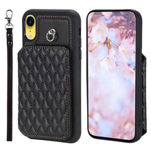 Load image into Gallery viewer, Grid Texture Card Bag Phone Case with Lanyard, For iPhone 13 Pro, For iPhone 13, For iPhone 12 / 12 Pro, For iPhone 12 Pro Max, For iPhone 11, For iPhone XR, For iPhone 8 Plus / 7 Plus