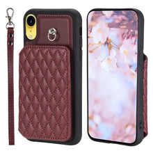 Load image into Gallery viewer, Grid Texture Card Bag Phone Case with Lanyard, For iPhone 13 Pro, For iPhone 13, For iPhone 12 / 12 Pro, For iPhone 12 Pro Max, For iPhone 11, For iPhone XR, For iPhone 8 Plus / 7 Plus