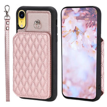 Load image into Gallery viewer, Grid Texture Card Bag Phone Case with Lanyard, For iPhone 13 Pro, For iPhone 13, For iPhone 12 / 12 Pro, For iPhone 12 Pro Max, For iPhone 11, For iPhone XR, For iPhone 8 Plus / 7 Plus
