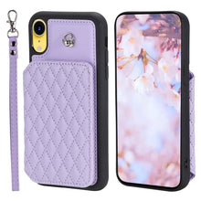 Load image into Gallery viewer, Grid Texture Card Bag Phone Case with Lanyard, For iPhone 13 Pro, For iPhone 13, For iPhone 12 / 12 Pro, For iPhone 12 Pro Max, For iPhone 11, For iPhone XR, For iPhone 8 Plus / 7 Plus
