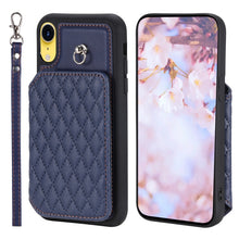 Load image into Gallery viewer, Grid Texture Card Bag Phone Case with Lanyard, For iPhone 13 Pro, For iPhone 13, For iPhone 12 / 12 Pro, For iPhone 12 Pro Max, For iPhone 11, For iPhone XR, For iPhone 8 Plus / 7 Plus