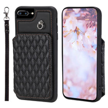 Load image into Gallery viewer, Grid Texture Card Bag Phone Case with Lanyard, For iPhone 13 Pro, For iPhone 13, For iPhone 12 / 12 Pro, For iPhone 12 Pro Max, For iPhone 11, For iPhone XR, For iPhone 8 Plus / 7 Plus
