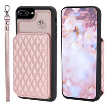 Load image into Gallery viewer, Grid Texture Card Bag Phone Case with Lanyard, For iPhone 13 Pro, For iPhone 13, For iPhone 12 / 12 Pro, For iPhone 12 Pro Max, For iPhone 11, For iPhone XR, For iPhone 8 Plus / 7 Plus