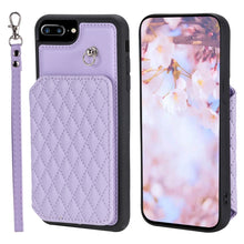 Load image into Gallery viewer, Grid Texture Card Bag Phone Case with Lanyard, For iPhone 13 Pro, For iPhone 13, For iPhone 12 / 12 Pro, For iPhone 12 Pro Max, For iPhone 11, For iPhone XR, For iPhone 8 Plus / 7 Plus