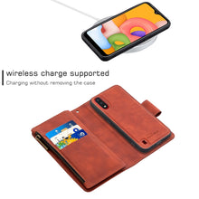 Load image into Gallery viewer, Skin Feel Detachable Magnetic Zipper Horizontal Flip PU Leather Case with Multi-Card Slots &amp; Holder &amp; Wallet &amp; Photo Frame &amp; Lanyard, For Samsung Galaxy A01, For Samsung Galaxy A10 / M10, For Samsung Galaxy A20 / A30, For Samsung Galaxy A21            ...