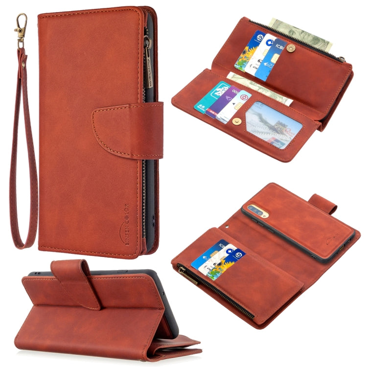 Skin Feel Detachable Magnetic Zipper Horizontal Flip PU Leather Case with Multi-Card Slots & Holder & Wallet & Photo Frame & Lanyard