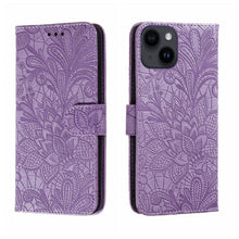 Load image into Gallery viewer, Lace Flower Embossing Flip Leather Phone Case, For iPhone 16, For iPhone 15 Pro Max, For iPhone 15 Pro, For iPhone 15 Plus, For iPhone 15