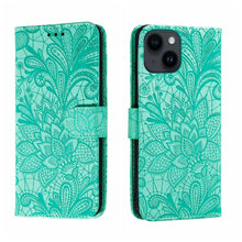 Load image into Gallery viewer, Lace Flower Embossing Flip Leather Phone Case, For iPhone 16, For iPhone 15 Pro Max, For iPhone 15 Pro, For iPhone 15 Plus, For iPhone 15