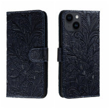 Load image into Gallery viewer, Lace Flower Embossing Flip Leather Phone Case, For iPhone 16, For iPhone 15 Pro Max, For iPhone 15 Pro, For iPhone 15 Plus, For iPhone 15