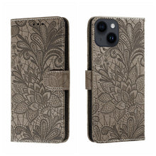 Load image into Gallery viewer, Lace Flower Embossing Flip Leather Phone Case, For iPhone 16, For iPhone 15 Pro Max, For iPhone 15 Pro, For iPhone 15 Plus, For iPhone 15