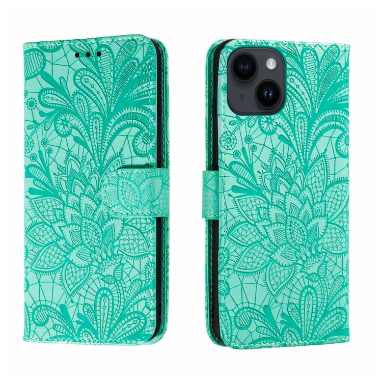 Lace Flower Embossing Flip Leather Phone Case, For iPhone 16, For iPhone 15 Pro Max, For iPhone 15 Pro, For iPhone 15 Plus, For iPhone 15