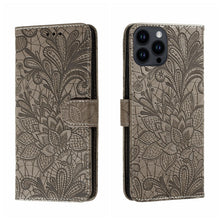 Load image into Gallery viewer, Lace Flower Embossing Flip Leather Phone Case, For iPhone 16, For iPhone 15 Pro Max, For iPhone 15 Pro, For iPhone 15 Plus, For iPhone 15