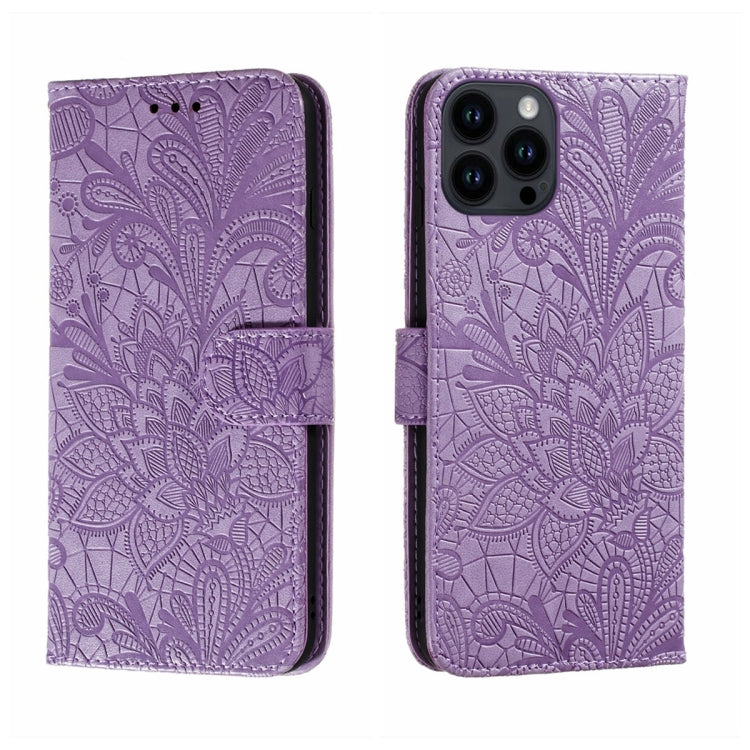 Lace Flower Embossing Flip Leather Phone Case, For iPhone 16, For iPhone 15 Pro Max, For iPhone 15 Pro, For iPhone 15 Plus, For iPhone 15